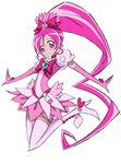  adapted_costume arudebido boots bow brooch choker cure_blossom earrings elbow_gloves eyelashes full_body gloves hair_bow hair_ornament hair_ribbon hanasaki_tsubomi heart heartcatch_precure! high_heels highres jewelry long_hair magical_girl older parody pink_bow pink_choker pink_eyes pink_footwear pink_gloves pink_hair pink_legwear pink_skirt ponytail precure puffy_sleeves ribbon shoes simple_background skirt smile solo style_parody thigh_boots thighhighs umakoshi_yoshihiko_(style) what_if white_background white_legwear zettai_ryouiki 