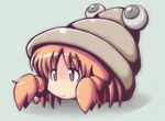  blonde_hair chibi chigaunsuyo claws expressionless eyes fusion grey_eyes hermit_crab md5_mismatch moriya_suwako no_humans pyonta ribbon shell simple_background solo touhou 