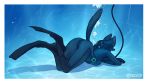  2018 anthro ass_up biped bodysuit border breasts bubble butt butt_focus canine clothed clothing darbaras digital_media_(artwork) diver diving elise_heider female footwear fully_clothed headwear mammal mask shaded shadow skinsuit solo straps tight_clothing underwater water white_border zipper 