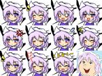  1girl ^_^ anger_vein bad_id bad_pixiv_id banned_artist blush chargeman_ken! closed_eyes expressions faceset hat heavy_breathing kisaragi_zwei lavender_hair letty_whiterock open_mouth parody smile smirk style_parody sweatdrop tears touhou 