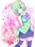  bad_id bad_pixiv_id blush_stickers bob_cut breasts flower green_hair hairband idolmaster idolmaster_(classic) large_breasts miniskirt mole mole_under_mouth natsu_(anta_tte_hitoha) otonashi_kotori pencil_skirt red_eyes short_hair skirt smile solo thighhighs vest zettai_ryouiki 