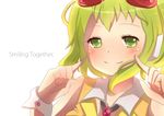  bad_id bad_pixiv_id blush face goggles goggles_on_head green_eyes green_hair gumi short_hair simple_background smile solo sora_tsugu vocaloid 