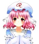  ghost hat japanese_clothes pink_eyes pink_hair sa_ioio saigyouji_yuyuko smile solo touhou triangular_headpiece upper_body 