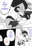  claws comic cum cum_inside cumshot dialog english_text erection eyes_closed gay greyscale lucario male monochrome nintendo orgasm penis pok&#233;mon pok&eacute;mon sex sumi_(artist) text video_games zangoose 