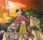  game_freak gold_(pokemon) hibiki_(pokemon) natu official_art poke_ball pokemon pokemon_(game) pokemon_crystal pokemon_gsc scizor smeargle sugimori_ken unown 