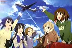  :d ;d absurdres aircraft airplane akiyama_mio black_eyes black_hair blonde_hair blue_eyes brown_eyes brown_hair casual cloud day grin hairband highres hirasawa_yui k-on! k-on!_movie kotobuki_tsumugi multiple_girls nakano_azusa newtype official_art one_eye_closed open_mouth passport round_teeth scan sky smile tainaka_ritsu tamine_ikuko teeth twintails umetsu_tetsurou utsumi_hiroko v v_over_eye yoneda_yuka 