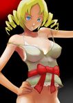  0.1mg 1girl 640mb atlus bare_shoulders blonde_hair blue_eyes bottomless bra catherine catherine_(game) drill_hair female halter_top halterneck hand_on_hip hips long_hair looking_at_viewer navel no_pants red_ribbon ribbon solo twin_drills twintails underwear white_bra 