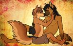  canine dog gay german_shepherd kissing lonejackal male mammal miss_blacksheep sitting tail tongue topless 