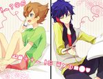  bad_id bad_pixiv_id blue_eyes blue_hair book brown_hair cellphone cradling_phone holding holding_book holding_pen holding_phone inazuma_eleven_(series) inazuma_eleven_go knee_up knees_up matsukaze_tenma multiple_boys pen phone short_hair sitting talking_on_phone tsurugi_kyousuke yellow_eyes yy888s 