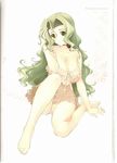  barefoot breasts cleavage green_hair highres large_breasts miyata_sou panties underwear 