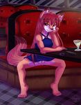  bottomless canine caramel-kitteh caramel_kitteh clothed clothing dress female flashing fox gun hair half-dressed kris long_hair looking_at_viewer mammal no_underwear pussy ranged_weapon seductive sitting solo spread_legs spreading weapon 
