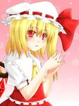  blonde_hair flandre_scarlet hanazome_dotera hat red_eyes side_ponytail solo touhou wings 