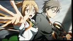  brown_hair duo highschool_of_the_dead hold_out_hand komuro_takashi long_hair looking_at_camera miyamoto_rei motorcycle open_mouth school_uniform screenshot smile uniform 