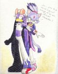  anthro avian bandanna beak bird blaze_the_cat blue_eyes cat clothing duo eyewear feline female gloves inspecting mammal midriff multicolored_clothing pants plain_background ponytail purple purple_body purple_clothing raikoufighter sega sonic_(series) sonic_riders sunglasses swallow_(bird) wave_the_swallow white_background 