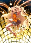  animal_ears antimo blonde_hair closed_eyes highres long_hair music open_mouth seeu singing skirt solo thighhighs very_long_hair vocaloid zettai_ryouiki 