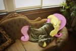  cute equine eyes_closed female feral fluttershy_(mlp) friendship_is_magic hair hasbro horse mammal mixed_media my_little_pony pegasus pillow pink_hair ponies_in_real_life pony real sleeping sofa solo sweater wings 