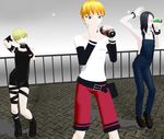  3d belt birdman black_hair blonde_hair blue_eyes boots cain green_eyes heterochromia mikumikudance mmd overalls rion rion_steiner 