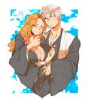  bleach breasts cleavage hari_(st05254) ichimaru_gin large_breasts long_hair matsumoto_rangiku orange_hair short_hair silver_hair smile st05254 