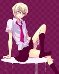  1boy alois_trancy blonde_hair blue_eyes crossdress crossdressing kuroshitsuji male male_focus necktie shota skirt solo trap windbard 