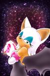 chaos_emerald female gem hair half-closed_eyes looking_at_viewer mammal rouge_the_bat sega solo sonic_(series) taleea teal_eyes white white_clothing white_hair wings 