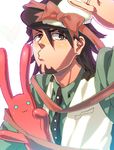  bad_id bad_pixiv_id bow brown_eyes brown_hair cabbie_hat facial_hair gimunema hat jewelry kaburagi_t_kotetsu male_focus necktie ribbon ring simple_background solo stubble stuffed_animal stuffed_bunny stuffed_toy tiger_&amp;_bunny vest waistcoat wedding_band white_background 