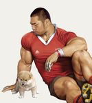  canine cub dog feral human jiraiya male mammal muscles plain_background puppy soccer white_background young 