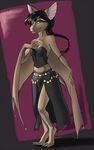  braids clothed clothing fangs female mammal mitsene purple_eyes sashra skimpy solo standing thaine wings 