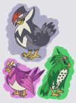  2019 absurd_res avian bandanna beak bird blue_eyes digital_media_(artwork) eyewear feathered_wings feathers feral feralized goggles goggles_on_head green_feathers grey_feathers hawk hi_res itoruna jet_the_hawk multiple_images nintendo pok&eacute;mon pok&eacute;mon_(species) purple_feathers sonic_(series) sonic_riders staraptor storm_the_albatross sunglasses swallowing swellow talonflame video_games wave_the_swallow wings 