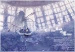  akemi_homura arch arrow bad_id bad_pixiv_id blue blue_flower blue_rose bow_(weapon) english flower from_behind greenhouse hairband kistina long_hair lyrics magical_girl mahou_shoujo_madoka_magica monochrome purple rose solo standing weapon 