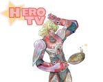  barnaby_brooks_jr blonde_hair cooking english flipping_food food fried_rice frying_pan green_eyes male_focus power_armor power_suit sippouseven solo superhero tiger_&amp;_bunny 