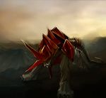  amazing beast claws fangs feral monster mountain outside red red_body solo tail tsampikos 