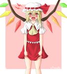  angry blonde_hair flandre_scarlet hanazome_dotera hat red_eyes side_ponytail solo tears touhou wings 