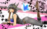  black_hair boots breasts butterfly fudou_yuusei genderswap gloves high_heel_boots high_heels lipstick makeup shoes yu-gi-oh! yuu-gi-ou_5d&#039;s yuu-gi-ou_5d's 