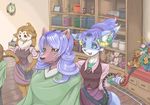  &#12495;&#12473;&#12461;&#12540; ???? anthro chair clock clothed clothing comb drawer female flower fox group hair hairdresser jar male mammal plushie purple_hair ribbons salon scissors shelf sitting standing 