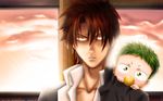  baby_be&#039;el beelzebub_(manga) brown_hair green_hair male nyorai oga_tatsumi sunset 
