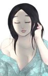  black_hair breasts cleavage gantz japanaese_clothes long_hair pale_skin solo 