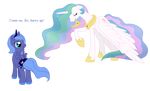  alicorn crown cutie_mark duo equine female feral friendship_is_magic hair hasbro horn horse long_hair mammal marikaefer my_little_pony pegacorn plain_background pony princess princess_celestia_(mlp) princess_luna_(mlp) royalty sibling sisters tail winged_unicorn wings 