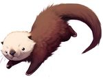  ambiguous_gender black_nose cute falvie feral floating mammal mustelid otter plain_background simple_background solo 