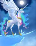  alicorn equine female feral friendship_is_magic horn horse jack-a-lynn mammal moon my_little_pony pony princess_celestia_(mlp) solo winged_unicorn wings 