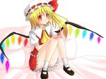  blonde_hair flandre_scarlet hanazome_dotera hat mary_janes red_eyes shoes side_ponytail solo touhou wings 