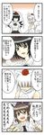  4koma animal_ears banbuu_(zeromugen) black_hair black_wings brown_eyes brown_hair comic hair_ribbon hat highres himekaidou_hatate inubashiri_momiji mask multiple_girls no_eyes open_mouth revision ribbon shameimaru_aya short_hair silver_hair sword tail tokin_hat too_bad!_it_was_just_me! touhou translated twintails weapon white_hair wings wolf_ears wolf_tail 