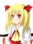  alternate_hairstyle blonde_hair flandre_scarlet hair_ribbon hanazome_dotera red_eyes ribbon solo touhou twintails wings 