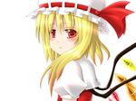  blonde_hair flandre_scarlet hanazome_dotera hat red_eyes side_ponytail solo touhou wings 
