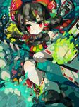  abstract bad_id bad_pixiv_id bow branch bubble detached_sleeves flower frills gohei hakurei_reimu red_eyes solo tadano_shiroko touhou yin_yang 