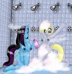  anthrofied breasts bubble bubbles demonnyuu derpy_hooves_(mlp) equine female friendship_is_magic horn horse mammal my_little_pony nipples pegasus pussy shower steam tail unicorn wet wings yellow_eyes 