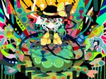  abstract bad_id bad_pixiv_id bow circle directional_arrow green_eyes hat heart komeiji_koishi short_hair solo stitched striped tadano_shiroko third-party_edit third_eye touhou tube white_hair 