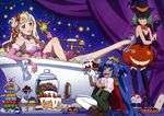  absurdres artist_request bathtub blonde_hair blue_eyes blue_hair cake candy cape child claw_foot_bathtub cookie crown cupcake feet food fruit glass green_hair hat highres ice_cream klan_klein lips long_hair macross macross_frontier meltrandi multiple_girls pastry pumpkin pumpkin_pants ranka_lee sheryl_nome shoe_dangle star strawberry very_long_hair witch_hat zentradi 