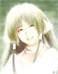  blonde_hair brown_eyes chii chobits choker fm77_(artist) lips long_hair realistic ribbon_choker smile solo teeth 