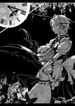  bad_id bad_pixiv_id bat_wings greyscale hounori hug izayoi_sakuya maid monochrome multiple_girls remilia_scarlet touhou wings 