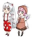  bad_id bad_pixiv_id blush_stickers chibi fujiwara_no_mokou hair_ribbon hands_in_pockets happy hikimaru multiple_girls mystia_lorelei oekaki ribbon touhou wings 